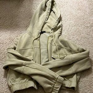 forever 21 sage green cropped zip up